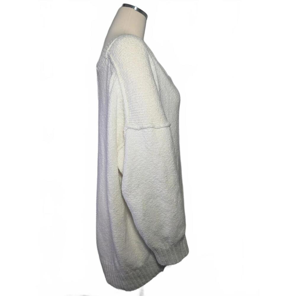 FREE PEOPLE BROOKSIDE TUNIC OVERSIZED SWEATER WHITE LARGE‎ EUC - Picture 2 of 9